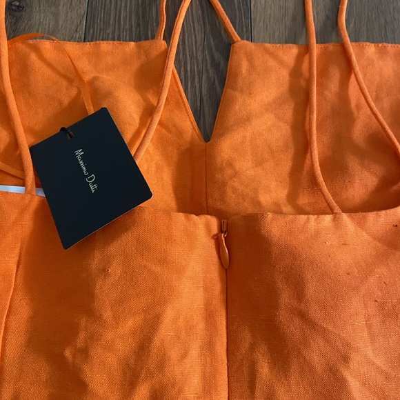 MASSIMO DUTTI linen dress. Strappy Linen Blend Dress With Slit - Picture 7 of 8